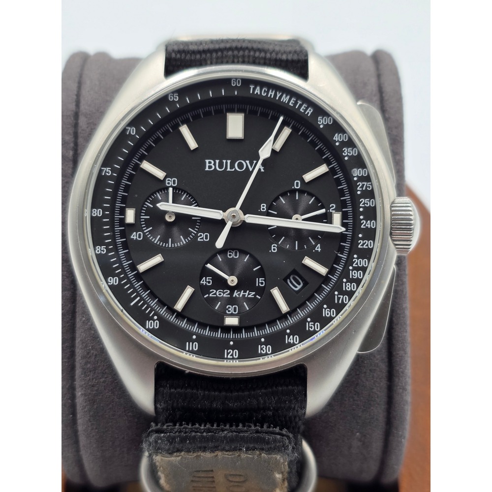 Bulova Lunar Pilot 96B251 Apollo 15 262kHz Chronograph 45mm Box Extra Strap